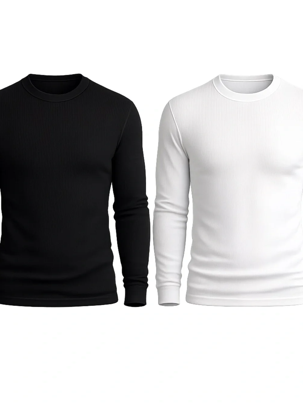 Hanes Baselayer Thermal Long Sleeve Crewneck Shirt Set Black & White NWT M